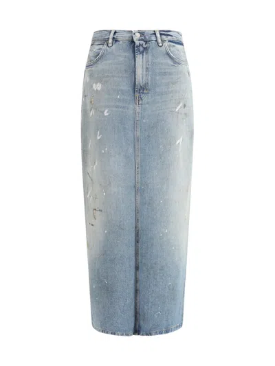 Acne Studios Women Denim Midi Skirt In Blue