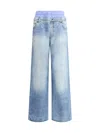 Acne Studios Trompe-loeil Print Trousers In Blue