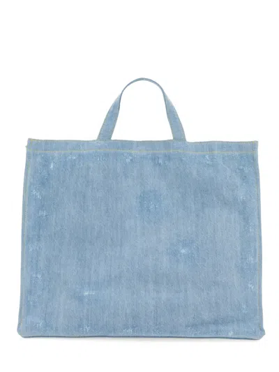 Acne Studios Women Denim Tote Bag With Logo In Blue