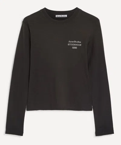 Acne Studios Women's Distressed Logo Long Sleeve T-shirt In Black