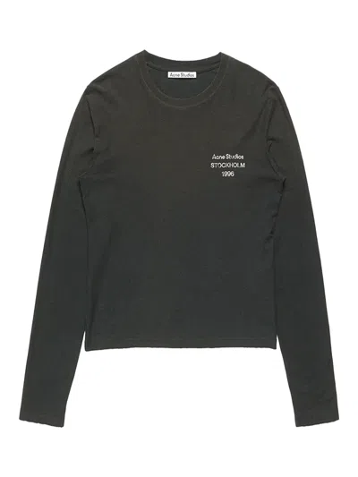 Acne Studios Women Distressed Logo T-shirt Faded Black