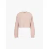 Acne Studios Womens Dusty Pink Logo-embroidered Cropped Wool And Cashmere Jumper