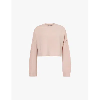 Acne Studios Womens Dusty Pink Logo-embroidered Cropped Wool And Cashmere Jumper In Dusty Pink