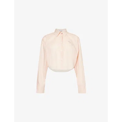 Acne Studios Womens Dusty Pink Satai Voile Branded Cotton Shirt