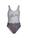 Acne Studios Black Printed Swimsuit In Black Multi