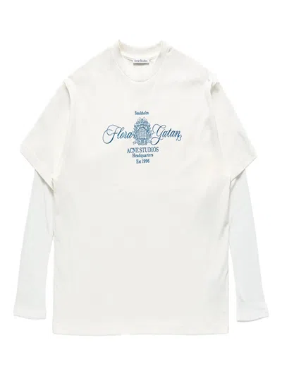 Acne Studios Women Embroidered T-shirt Off White