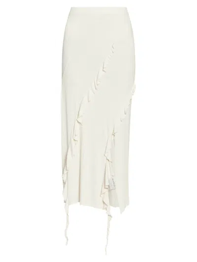 Acne Studios Women's Esabella Rib-knit Ruffled Maxi Skirt In Ecru Beige