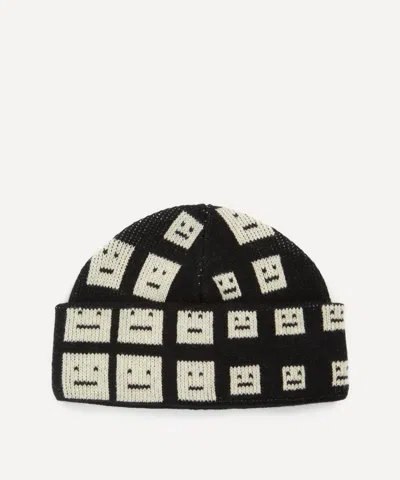 Acne Studios Women's Face Knit Beanie Hat In Black