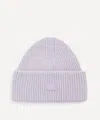 Acne Studios Women's Face Logo Beanie Hat In Purple Melange