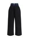 Acne Studios Womens Black Green Double-waistband Wide-leg Cotton-jersey Jogging Bottoms Xs In Black