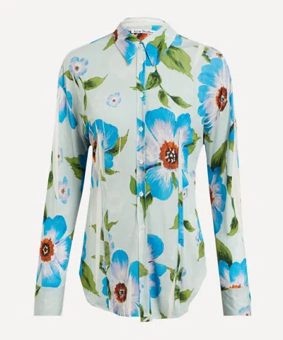Acne Studios Button-up Printed Shirt In Multi Blue