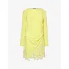 Acne Studios Womens Fluo Yellow Derika Floral-lace Cut-out Woven Mini Dress In Fluo Yellow