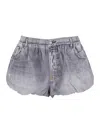 Acne Studios Denim Elastic Waistband Shorts In Purple