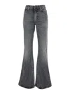 Acne Studios Women Grey Bootcut Jeans With Back Logo Patch In Denim Woman In Gray
