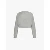 Acne Studios Womens Grey Melange Logo-embroidered Cropped Wool And Cashmere Jumper Xs In Grey Melange