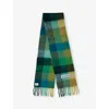 Acne Studios Vally Checked Alpaca-blend Scarf In Jade Green/yellow