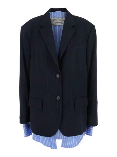 Acne Studios Women Julaga Fluid Vis Pinstripe In Blue