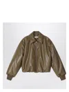 Acne Studios Faux Leather Zipped Bomber Jacket In Green