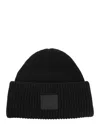 Acne Studios Large Face Patch Wool Beanie In Black