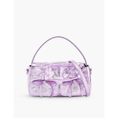 Acne Studios Multipocket Micro Metallic-leather Shoulder Bag In Lavender Purple
