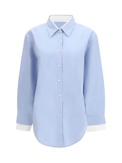 Acne Studios Women Blue Shirt With Double Layer Effect And Removable Collar In Cotton Woman