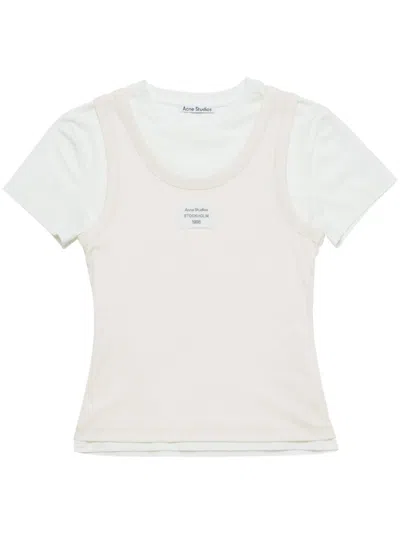 Acne Studios Women Layered Cotton T-shirt In Neutral