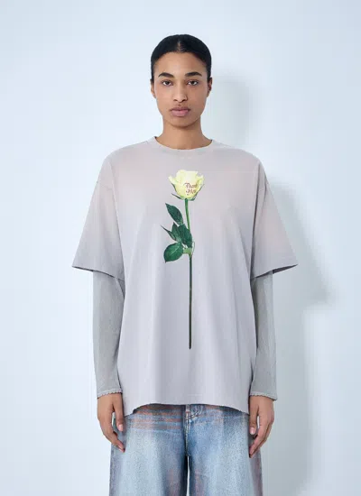 Acne Studios Women Layered Graphic T-shirt In Pink