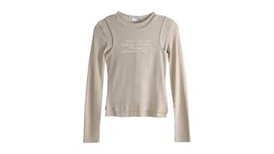 Pre-owned Acne Studios Women's Layered Logo T-shirt In 6 Oatmeal Beige