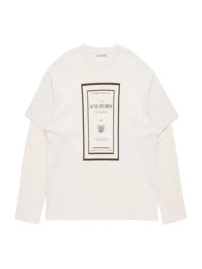 Acne Studios Women Layered T-shirt Warm Beige In White