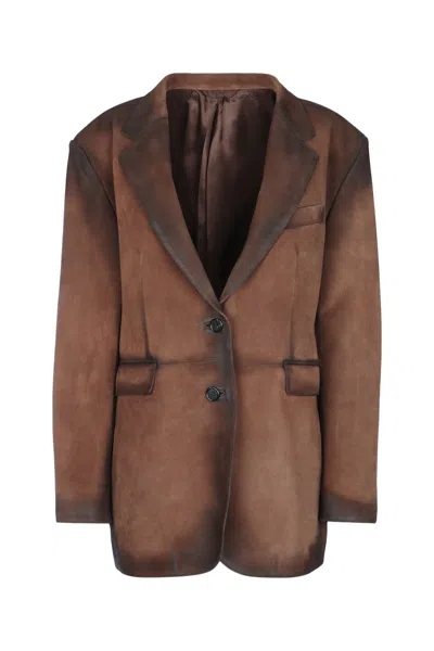 Acne Studios Women's Leather Coat In Cognacbrown