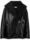 Acne Studios Shawl-collar Leather Biker Jacket In Black
