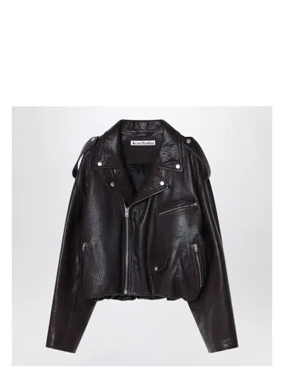 ACNE STUDIOS WOMEN'S LEATHER OVER BOMBER JACKET