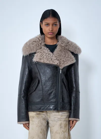 ACNE STUDIOS ACNE STUDIOS WOMEN LEATHER SHEARLING JACKET