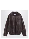 Acne Studios Leather Zipped Jacket In Brown