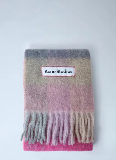 Acne Studios Women Logo Patch Check Scarf In Multi
