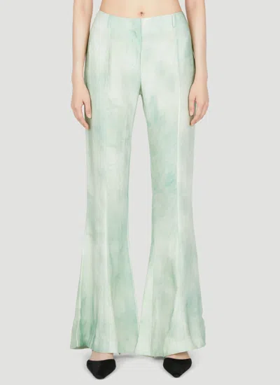 Acne Studios Women Marbel Print Flared Pants In Green