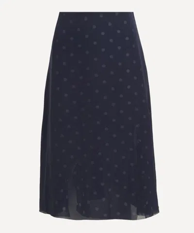 Acne Studios Iranee Polka Dot Sheer Midi Skirt In Blue