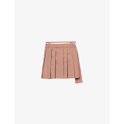 Acne Studios Womens Metallic Brown Pleated Wool-blend Mini Skirt