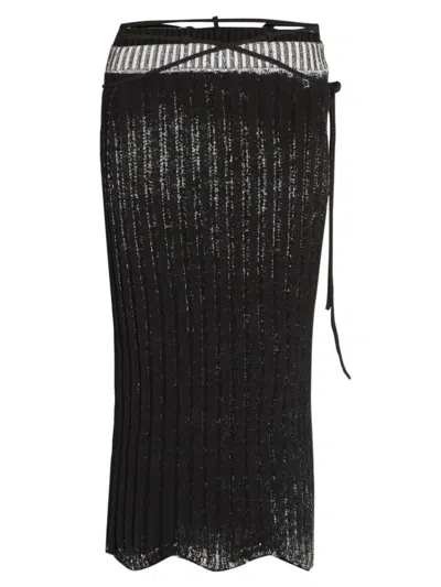 Acne Studios Women's Metallic Rib-knit Maxi Skirt In Black White