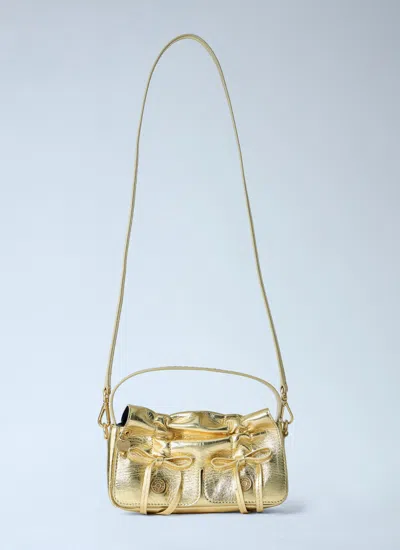 Acne Studios Women Micro Multipocket Crossbody Bag In Gold