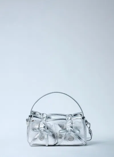 Acne Studios Women Micro Multipocket Handbag In Silver
