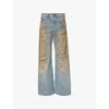Acne Studios Womens Mid Blue Distressed Wide-leg Mid-rise Jeans In Mid Blue