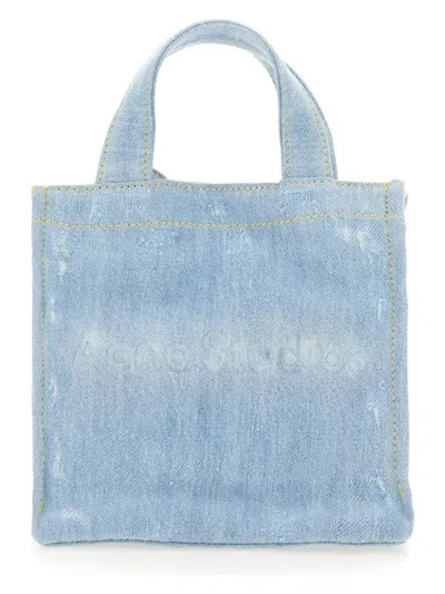 ACNE STUDIOS WOMEN'S MINI DENIM SHOPPER BAG WITH LOGO