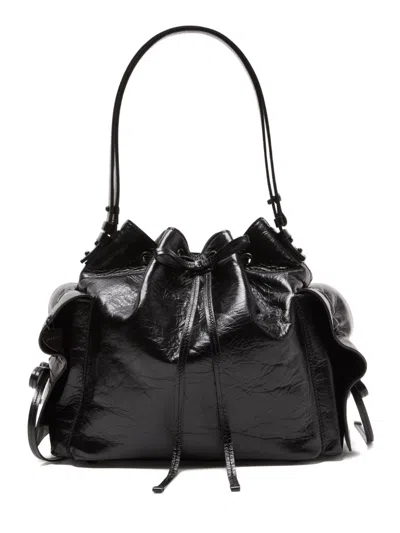 Acne Studios Women Multi Pocket Leather Bucket Bag