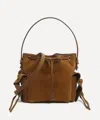 Acne Studios Womens Cognac Brown Multi-pocket Mini Suede Bucket Bag In Brown