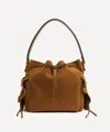 Acne Studios Womens Cognac Brown Multi-pocket Mini Suede Bucket Bag In Brown