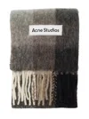 Acne Studios Women Multicolor Scarf With Check Motif And Logo Patch In Alpaca And Wool Blend Woman In Black