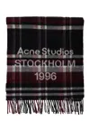 Acne Studios Women Multicolor Scarf With Fringed Hem And All-over Check Motif In Wool Woman In Multi