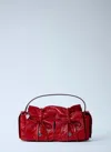 Acne Studios Multipocket Crinkle Patent Leather Top Handle Bag In Red