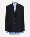Acne Studios Navy Blue Single-breasted Jacket With Shirt Detail In Blue